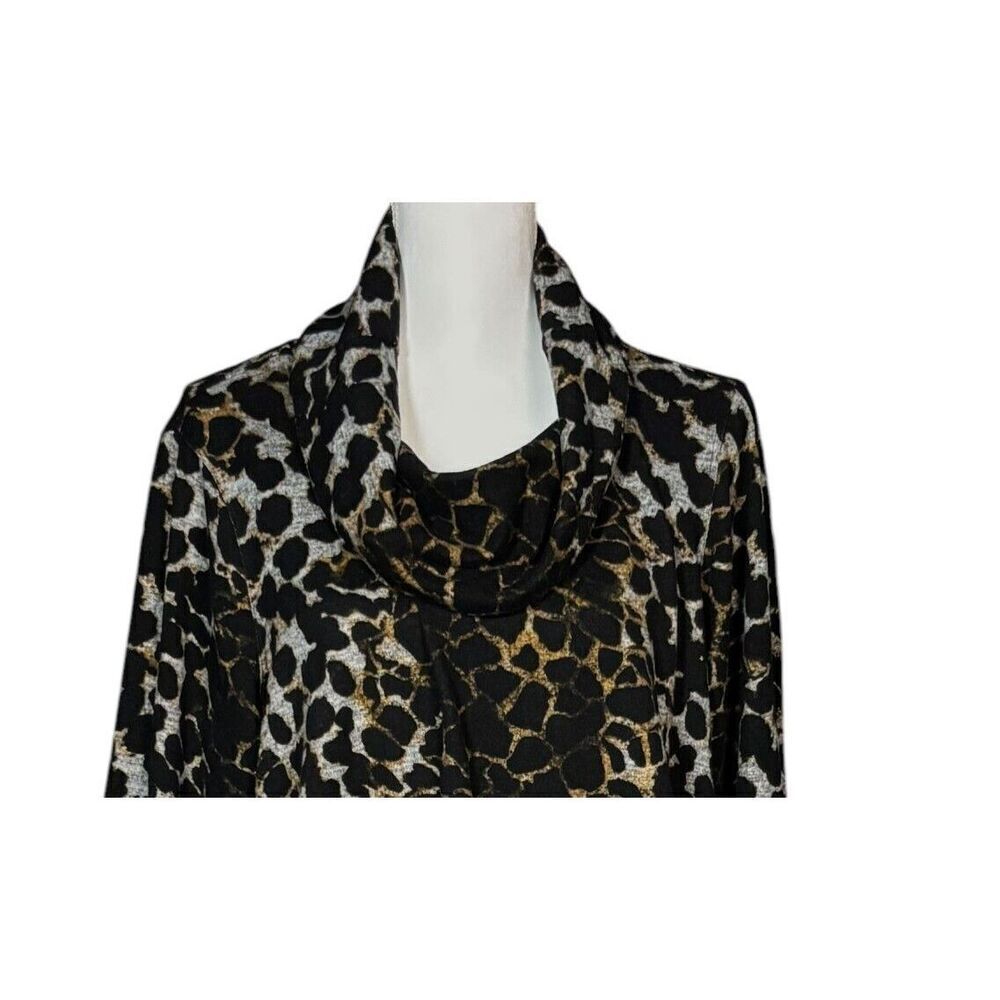 Ali Miles Knit Sweater Size 1X Cowl Neck Animal Print Artsy Boho Long Sleeve - Picture 4 of 10
